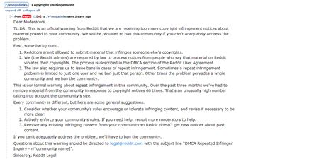 reddit megalinks|Reddit Repeat Infringer Policy Shuts Down Megalinks Piracy Sub.